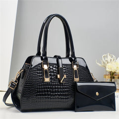 Luxury Brand Crocodile Handbag Women Tote Bag Bright Leather