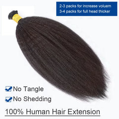 Kinky Straight I Tip Hair Extensions Brazilian Hair Pre Bonded Keratin Stick In Straight I Tip Hair Extensions 50 Strands/Pack