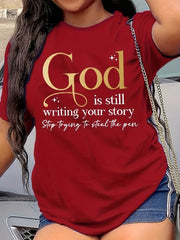 God Is Still Writing Your Story Women's Tee - Faith Graphic, Casual