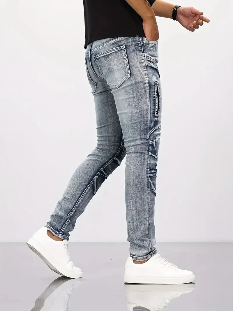 Trendy Jeans Men's Small Straight Leg Denim Design Pants New Slim  High Quality