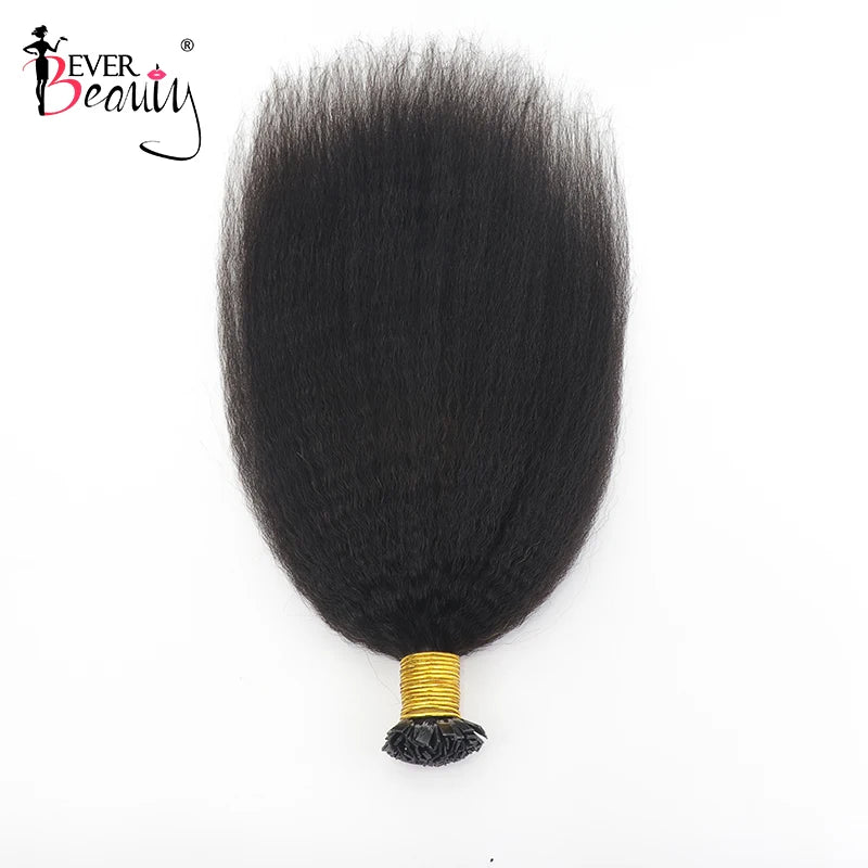 K Tip Hair Extension Human Hair Flat Tip Hair Extensions Kinky Straight Keratin Fusion Yaki Bundles For Black Women Ever Beauty