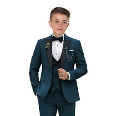 Autumn New Arrival Kids Formal Suit Set, 3 Pieces Velvet Notched Lapel Neck , Matching Vest and Pants, Boy's Tuxedo Set