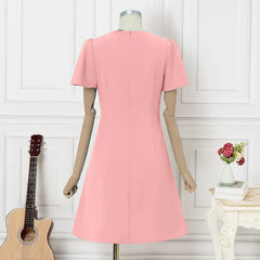 ZANZEA Elegant Women Dresses 2025 Summer  Fashion Short Sleeve Work OL Sundress Casual Party Knee-length Vestido Robe Femme
