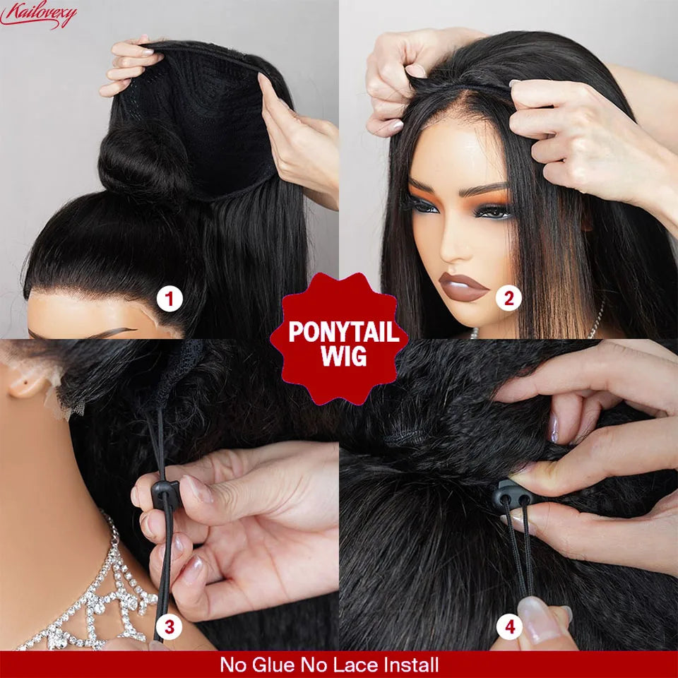 Body Wave 3 In 1 Half Wigs Human Hair Invisible Hairline Flip Over Glueless Wigs Human Hair 220% Density Beginner Friendly