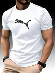 New Summer Luxury Men's Fashion Fox Leopard Print-shirt -High Quality Fitness Sports T-shirt