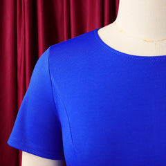 2026 Women's Elegant Simple Solid Color Dress Round Neck A-Line Shape Slimming Effect Waist-Slimming Full Dress