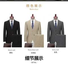 Men Plus Size Summer Thin Cotton Linen Suit Jacket Pants Set Wedding Host Groomman Formal Business Party Banquet Dress Suit