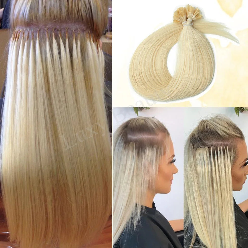 K Tip Nail Tip Hair Extensions Human Hair Keratin Tip Hot Fusion Human Hair Extensions Black Brown Brown Pre Bonded Hair 50pcs