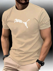 New Summer Luxury Men's Fashion Fox Leopard Print-shirt -High Quality Fitness Sports T-shirt