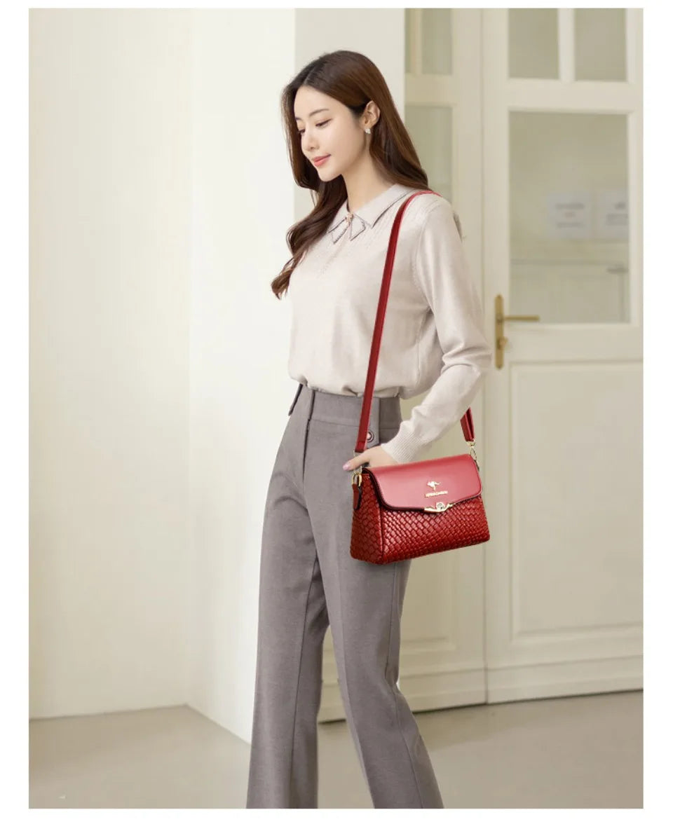 Luxury Handbag Women Bags Designer Pu Leather Knitting