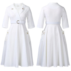 Elegant Plus-Size Women's Dress 2025 Fashion High-Waisted Skirt Suit Collar Trendy