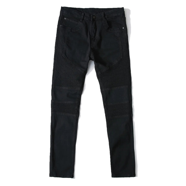 Trendy Brand Motorcycle Men's Jeans Unique Ripped Slim Fit Streetwear High Elasticity Smooth Slimming Effect Casual Denim