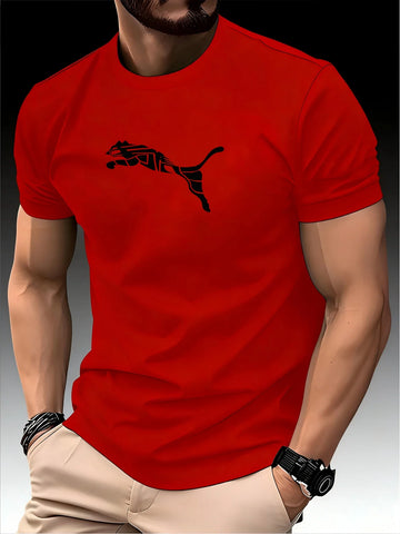 New Summer Luxury Men's Fashion Fox Leopard Print-shirt -High Quality Fitness Sports T-shirt