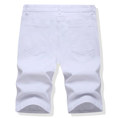 Shorts Men Hole Jeans Streetwear Mid Waist Washed Distressed Pockets Knee Length Vintage Ripped Denims s