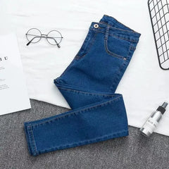 High Waist plus Size Denim Jeans Women's Tight Fit Butt Enhancing Pencil Pants New Arrival Light Blue Casual Long Trousers