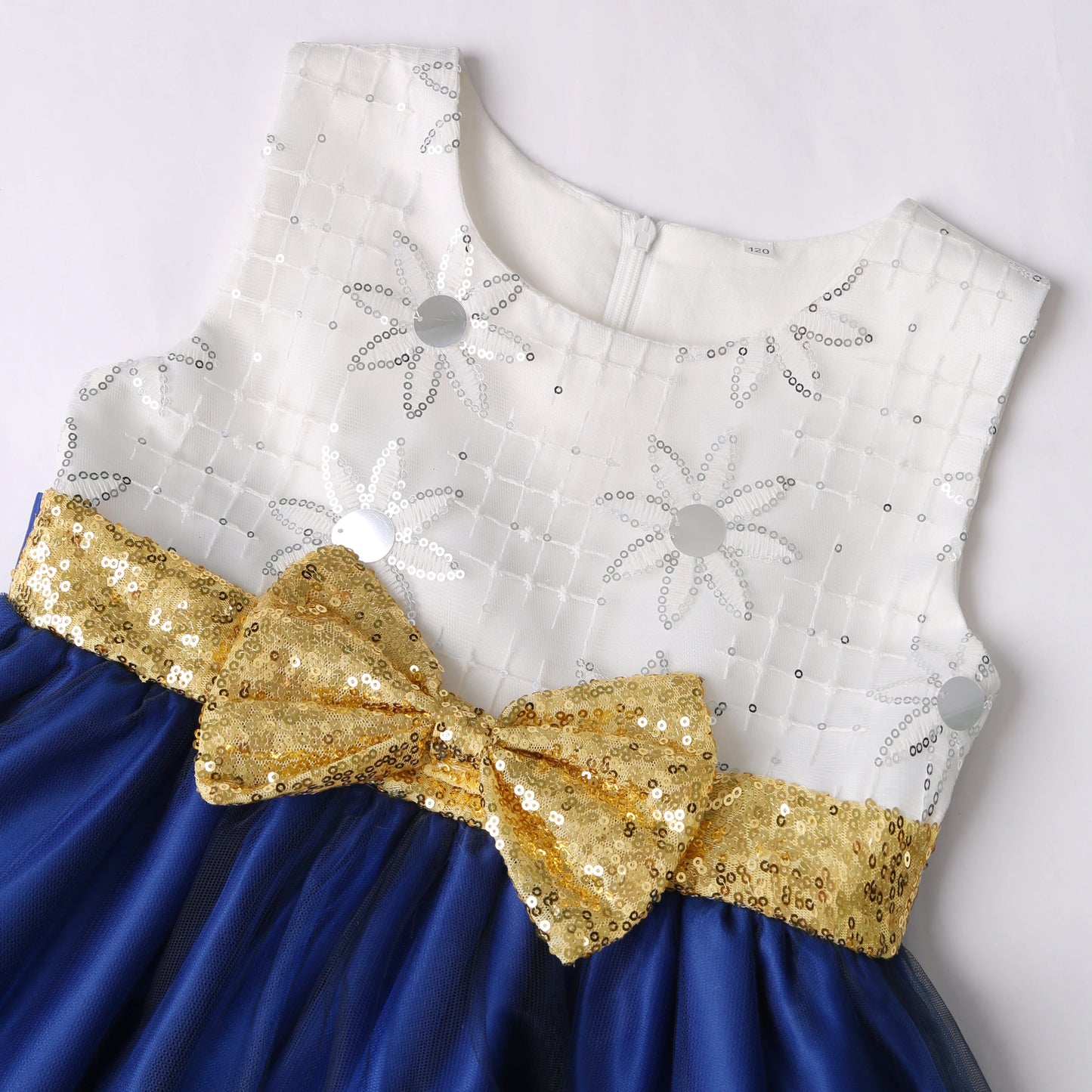 2025 Autumn and Winter new children's mesh gold sequins embroidered bow tie dresss skirt wedding birthday