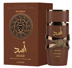 Lattafa Asad Bourbon Unisex Eau De Parfum Spray Makeup 3.4 Ounce Long Lasting Fragrance Arabian Women's Perfume Natural Cologne