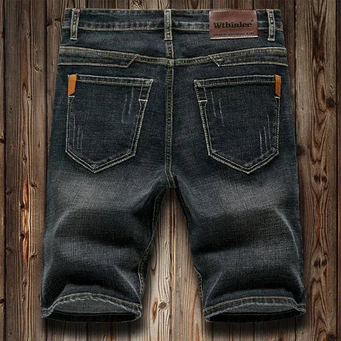 2026 Summer Shorts Jeans Men Denim Pants Stretch Dark Blue Fashion Design Men's Jeans Slim