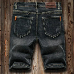 2026 Summer Shorts Jeans Men Denim Pants Stretch Dark Blue Fashion Design Men's Jeans Slim
