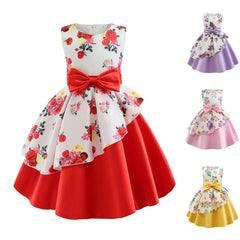 Girls Skirt Comfortable Skin Friendly Soft Dress Fashion Flower Print Girls Sleeveless Dress Girls 7 Dress