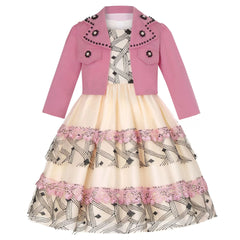 5-14 Years Girls Dress Summer Sleeveless Princess Dress + Long Sleeves Jacket 2Pcs  Gown