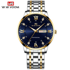 Top Brand Men Watch Stainless Steel Top Quailty Luxury Push Button Hidden Clasp Waterproof Luminous Date Week Sport Wrist Watch