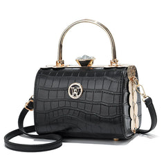 Fashion Women's Bright Leather Steel Armor Bag New Lacquer Leather Bride Handbag  Banquet Dress