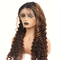200% 13x4 Highlight Human Hair Wig Deep Wave Lace Front Wig For Women 13x4 Ombre Lace Frontal Wig Human Hair Free Part Pre