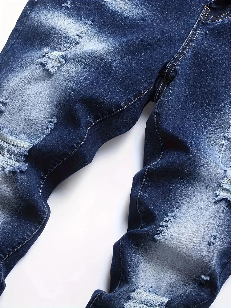 Riding Motorcycle Mens Pants Hip Hop Ripped Skinny Jeans Breathable