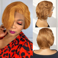Short Bob Human Hair Wigs 13x4 Transparent Lace Front Wigs For Women Straight Pixie Cut Wigs 8 Inch Human hair wig