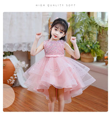 Flower Girl Dresses for Wedding White Champagne Red Pink Child Gala Evening Formal Luxury Birthday Puffy Irregular Elegant Dress