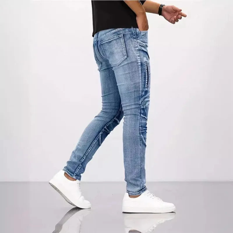 Trendy Jeans Men's Small Straight Leg Denim Design Pants New Slim  High Quality