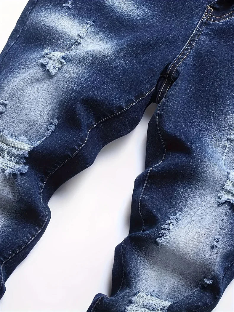 Riding Motorcycle Mens Pants Hip Hop Ripped Skinny Jeans Breathable