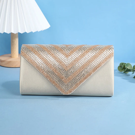 Latest Fashion Glitter Women Evening Bags Party Banqu hand bag PearlL