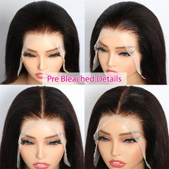 100% Vietnamese Super Double Drawn Bone Straight 13x4 Frontal Bob Wig with Human Hair Natural Black 210% Density For Black Women