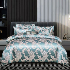 New 3pcs Duvet Cover and Pillow case Set No Filling European Light Luxury Jacquard Woven Polyanthous Type Family bedroom Bedding