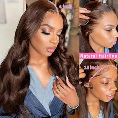 HD Chocolate Brown Human Hair Wigs 13x6 Full Lace Frontal Body Wave Brown Wigs Brazilian 30 Inch 13x4 Lace Front Wig 220 Density