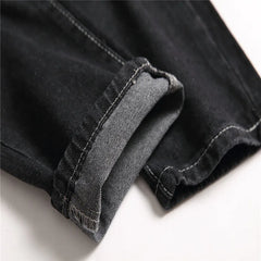 Denims Boy Children Jeans Straight Pants Ripped Hole Mid Waist Washed Distressed Pockets Streetwear
