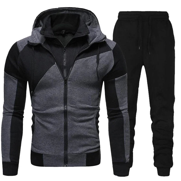 Men's Autumn Winter 2-Piece Tracksuit Zipper Hoodie And Pants Casual Sportswear Jogger Running Suit Fitness Sweatshirt