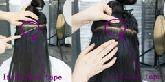 Invisible Tape In Hair Extensions Human Hair Kinky Straight/Light Yaki Straight Injected Tape ins Remy Black Tape On Hair 20PCS