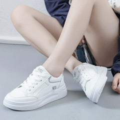Women's Shoes Platform Sneakers Lace-Up Women Running Shoes Outdoor Breathable Tennis Shoes PU Leather  Casual