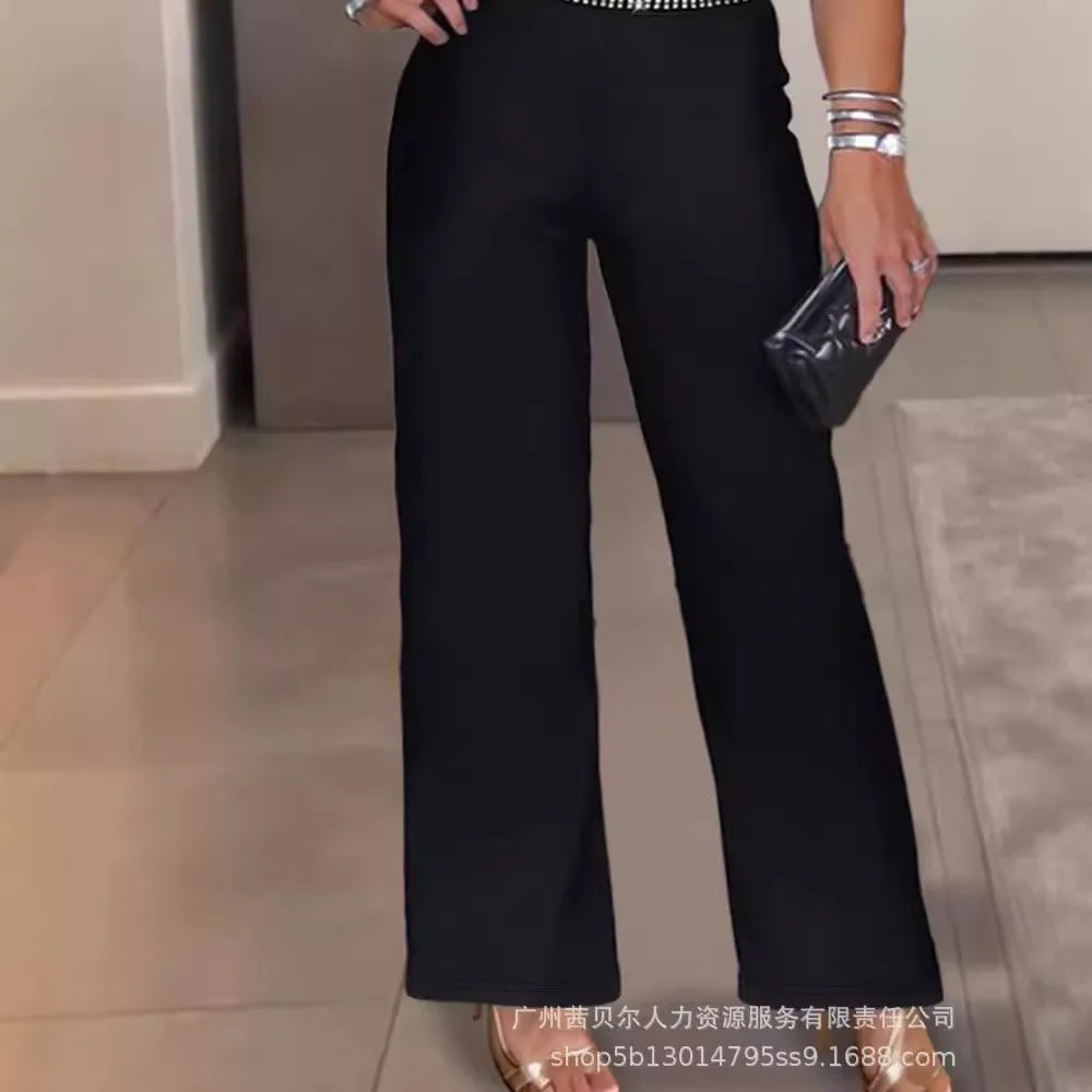 New Large Size Women Clothing Fashion Sleeveless Hot Diamond Jumpsuit Women Clothing