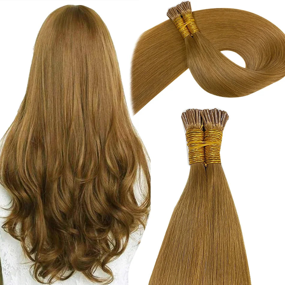 Straight ITIP Human Hair Extension 100% Real Human Hair Extensions 0.9g/pc 10 50 100 Strands Capsule Keratin Human Fusion Hair