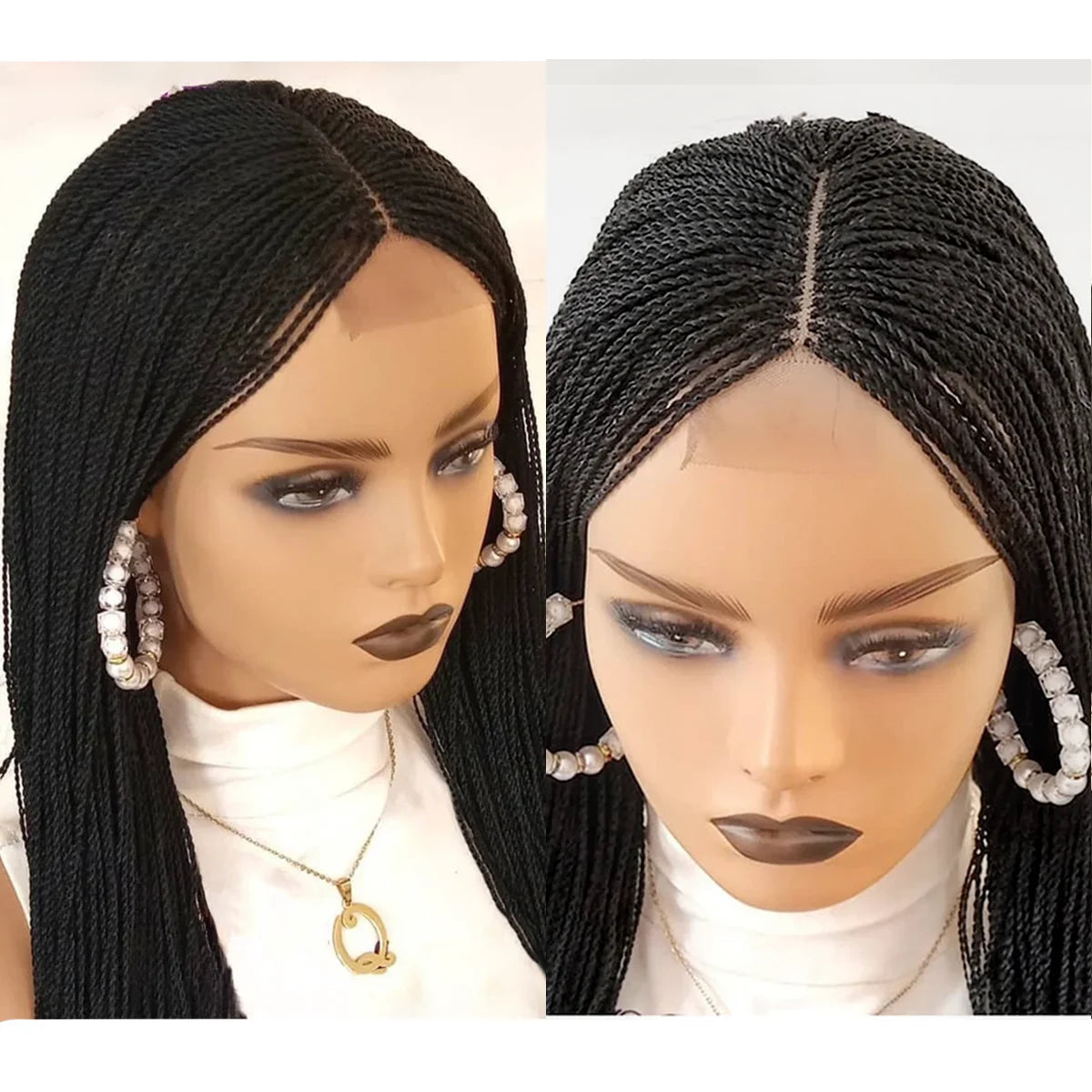 Glueless Micro Braid braided wig on 5x5 HD lace Frontal wig Customizable  braid wigs human