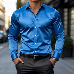 Men's Lightweight Long Sleeve Shirt With Subtle Geometric Dot Print Slim Fit Breathable Fabric For Formal Casual Daily Social Oc