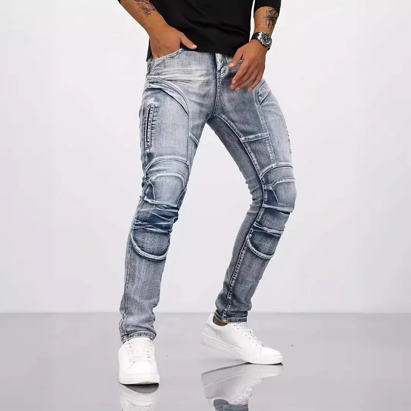 Trendy Jeans Men's Small Straight Leg Denim Design Pants New Slim  High Quality