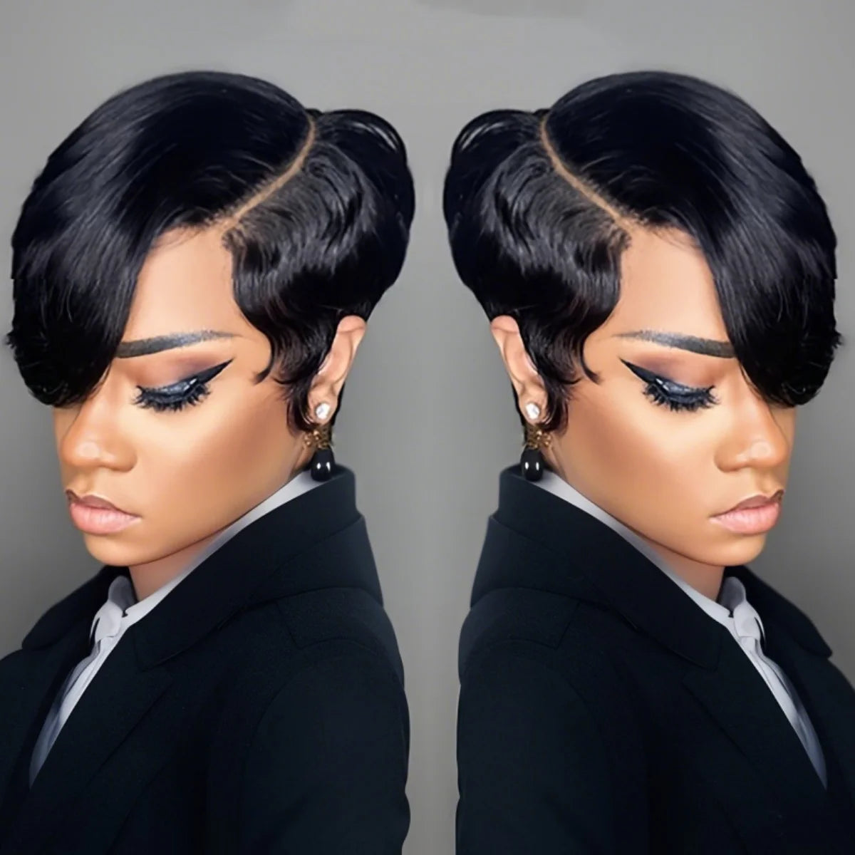 Pixie Cut Wigs Short Human Hair Wigs with Bangs Short Layered Full Machine Made