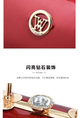 Fashion Women's Bright Leather Steel Armor Bag New Lacquer Leather Bride Handbag