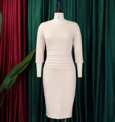 2023 Autumn Spring New Fashion Casual Short Sleeved Round Neck Office Dress