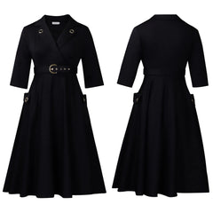 Elegant Plus-Size Women's Dress 2025 Fashion High-Waisted Skirt Suit Collar Trendy